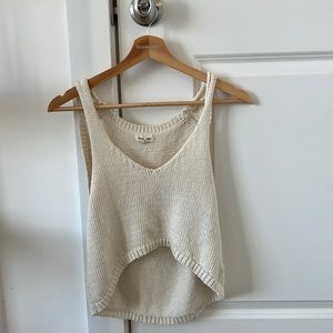 Urban Outfitters threaded cropped cream tank